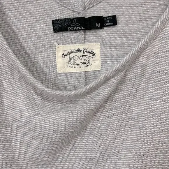 Prana Sylvie Romper Grey and White Stripe Women's Size Medium - Picture 3 of 7